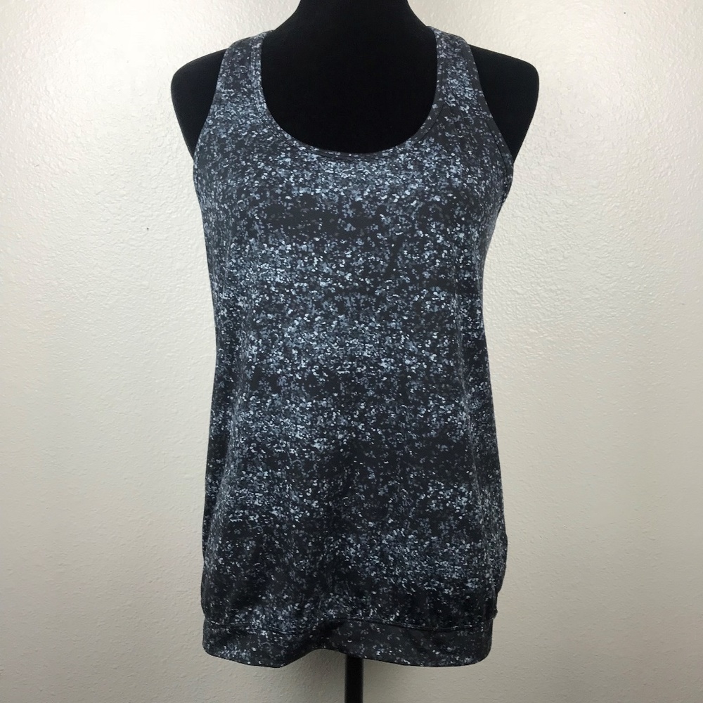 Athleta Gray Black Stretch Racer-Back Tank Top